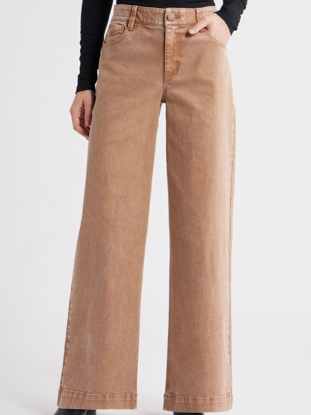 Wit & Wisdom Sam High Rise Wide Leg Jeans in Tan